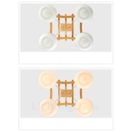 Designer Touch Decorative 4 Light Wood Rustic Lodge Pendant Light with Glass Shade