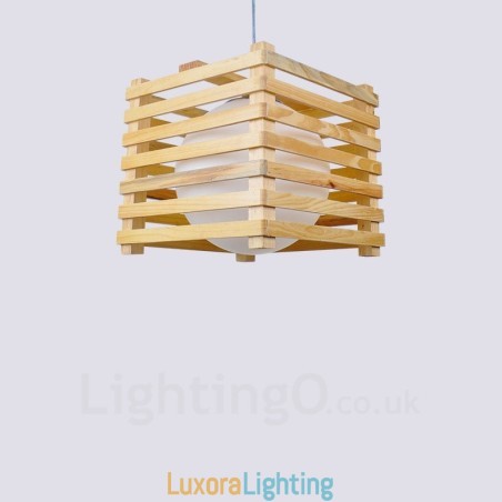Designer Touch Decorative 1 Light Wood Modern Contemporary Nordic style Pendant Light with Glass Shade