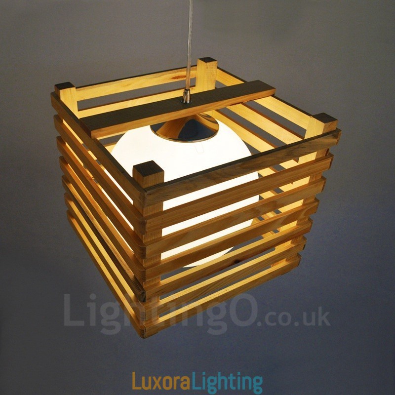 Designer Touch Decorative 1 Light Wood Modern Contemporary Nordic style Pendant Light with Glass Shade