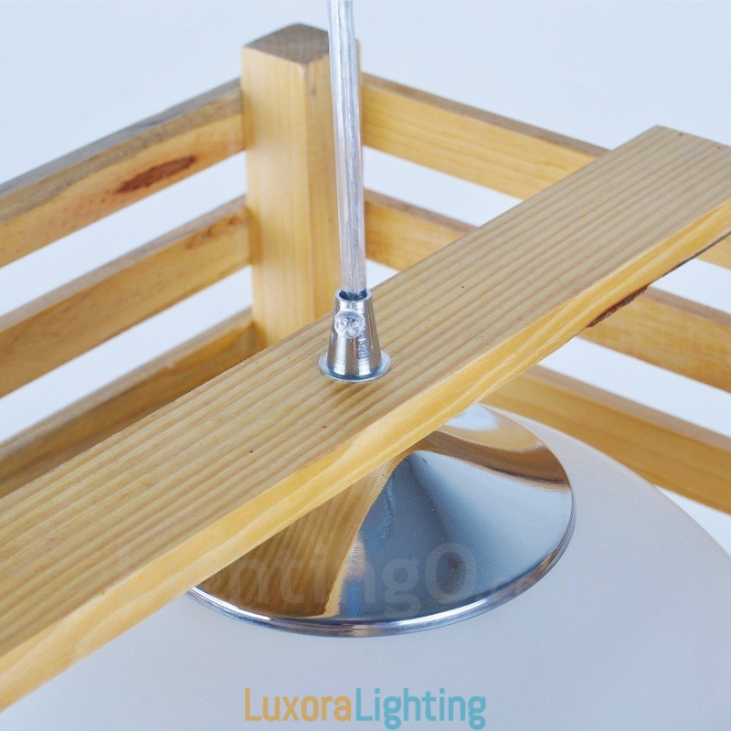 Designer Touch Decorative 1 Light Wood Modern Contemporary Nordic style Pendant Light with Glass Shade