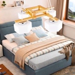 Designer Touch Decorative 4 Light Wood Modern Contemporary Nordic style Pendant Light with Glass Shade