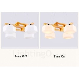 Designer Touch Decorative 4 Light Wood Modern Contemporary Nordic style Pendant Light with Glass Shade
