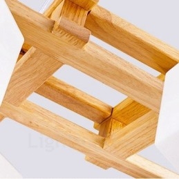 Designer Touch Decorative 4 Light Wood Modern Contemporary Nordic style Pendant Light with Glass Shade