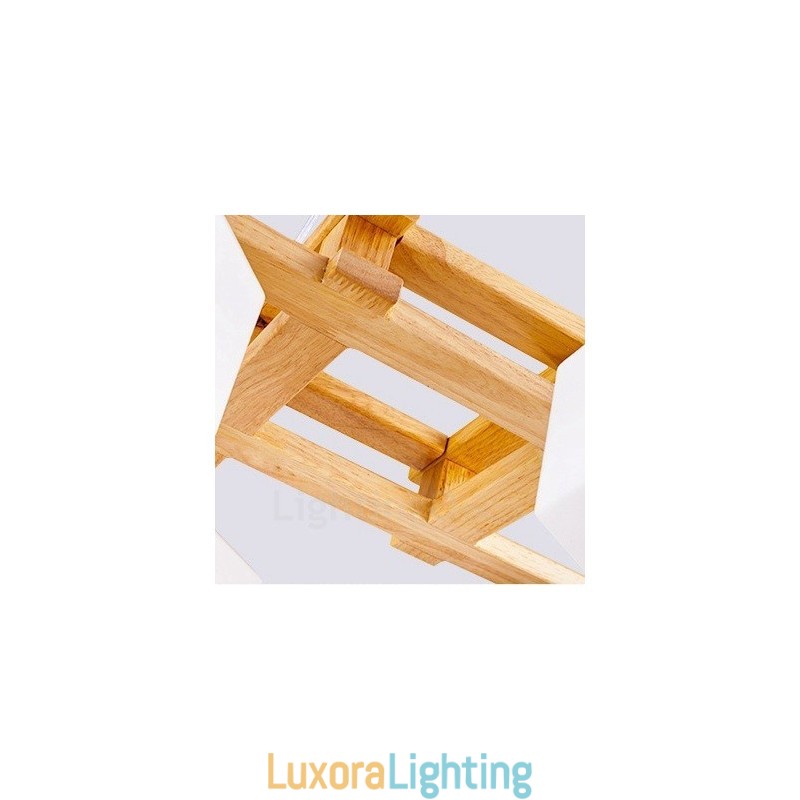 Designer Touch Decorative 4 Light Wood Modern Contemporary Nordic style Pendant Light with Glass Shade