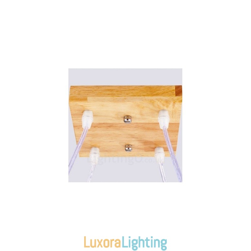 Designer Touch Decorative 4 Light Wood Modern Contemporary Nordic style Pendant Light with Glass Shade