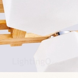 Designer Touch Decorative 4 Light Wood Modern Contemporary Nordic style Pendant Light with Glass Shade