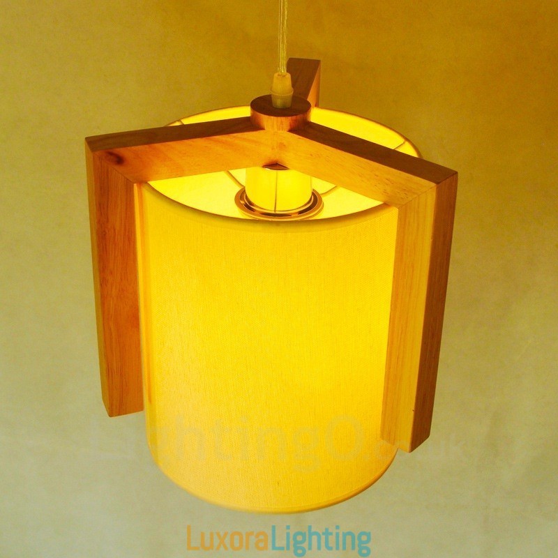 Designer Touch Decorative 1 Light Wood Modern Contemporary Nordic style Pendant Light with Fabric Shade