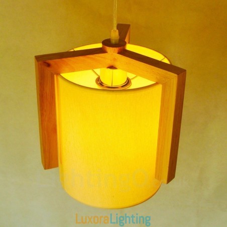 Designer Touch Decorative 1 Light Wood Modern Contemporary Nordic style Pendant Light with Fabric Shade