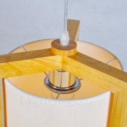 Designer Touch Decorative 1 Light Wood Modern Contemporary Nordic style Pendant Light with Fabric Shade