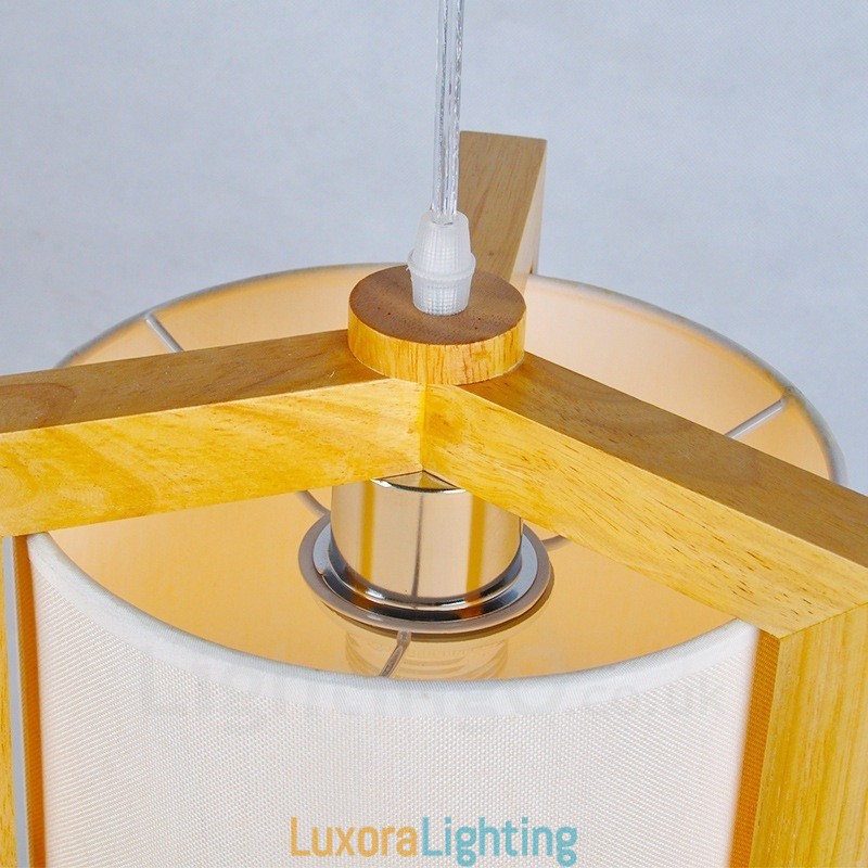 Designer Touch Decorative 1 Light Wood Modern Contemporary Nordic style Pendant Light with Fabric Shade