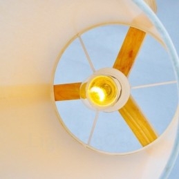 Designer Touch Decorative 1 Light Wood Modern Contemporary Nordic style Pendant Light with Fabric Shade
