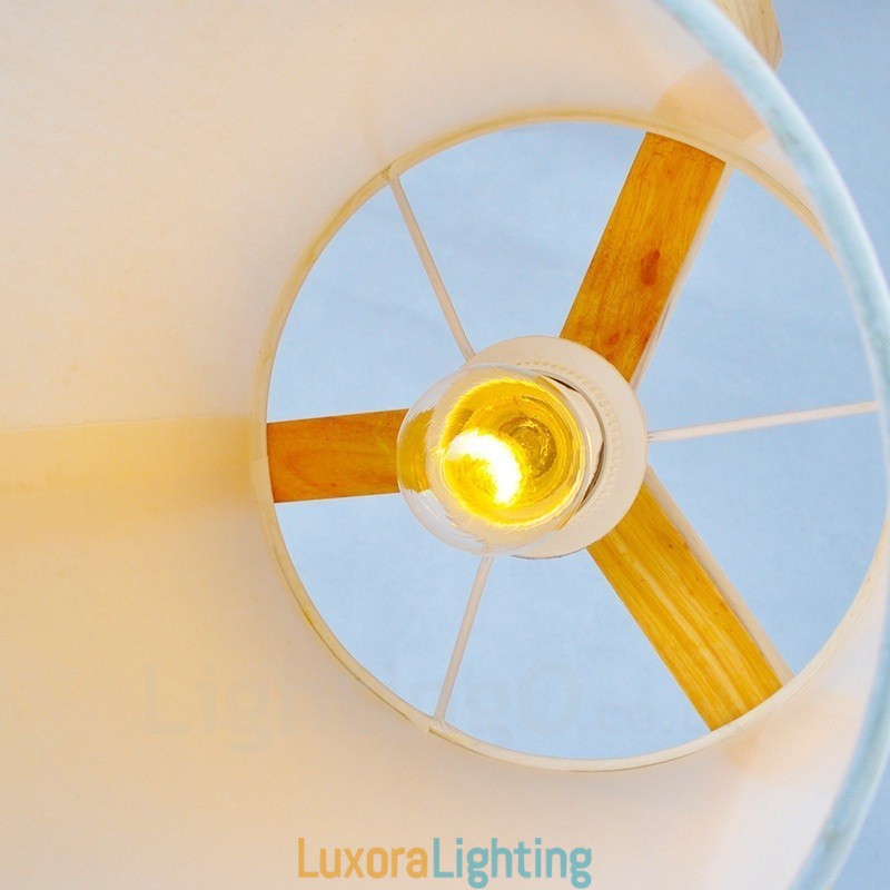 Designer Touch Decorative 1 Light Wood Modern Contemporary Nordic style Pendant Light with Fabric Shade