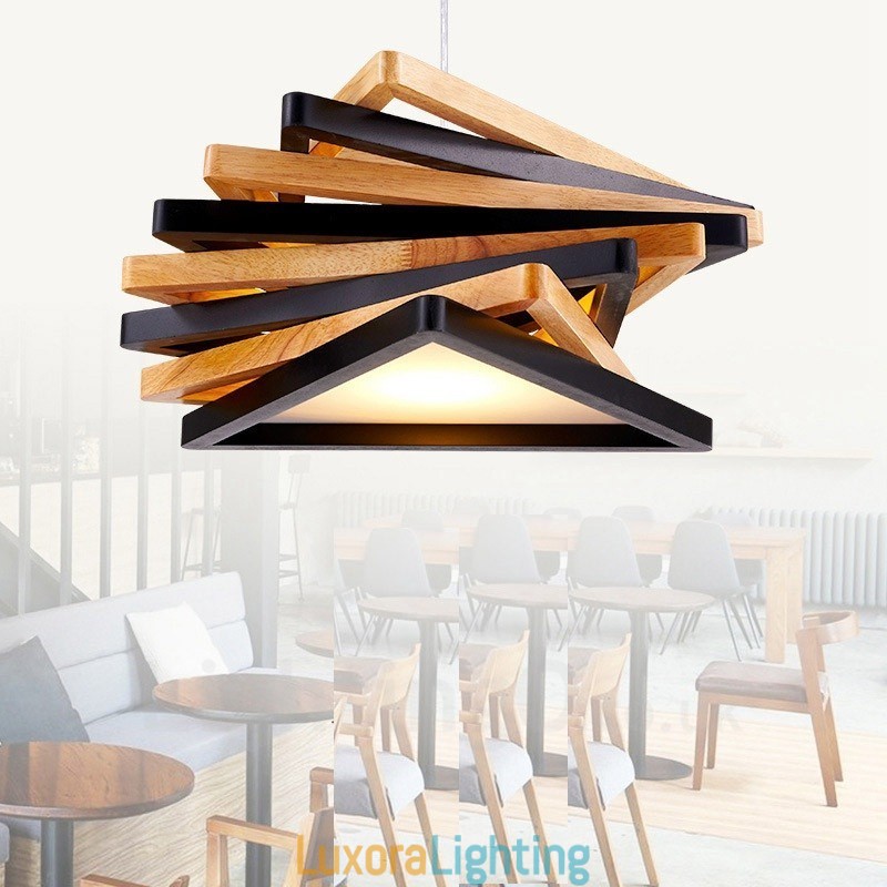 Designer Touch Decorative 1 Light Wood Modern Contemporary Pendant Light with Wood Shade