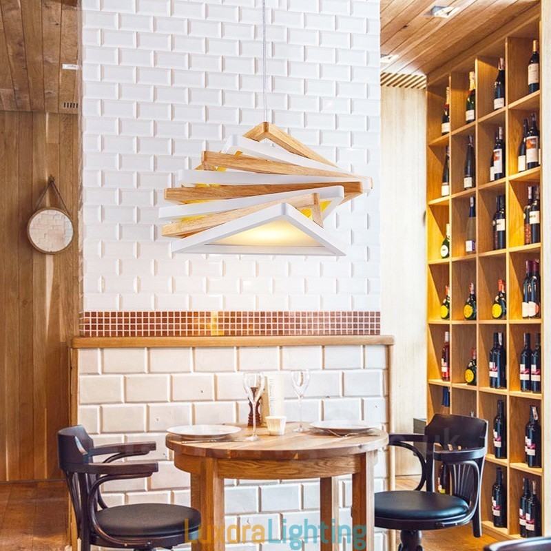 Designer Touch Decorative 1 Light Wood Modern Contemporary Pendant Light with Wood Shade