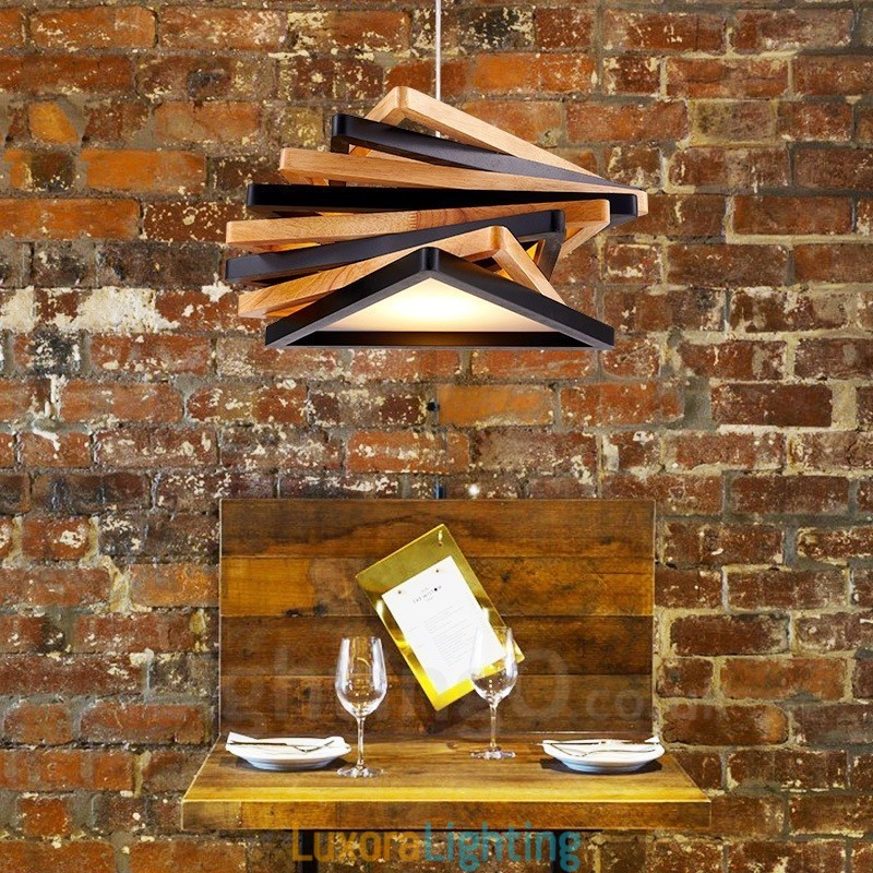 Designer Touch Decorative 1 Light Wood Modern Contemporary Pendant Light with Wood Shade