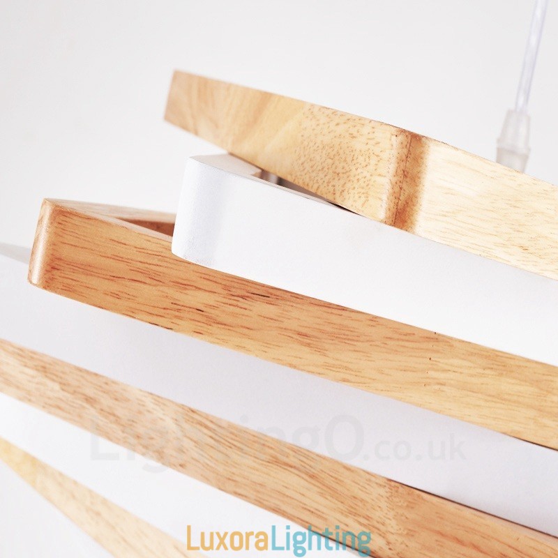 Designer Touch Decorative 1 Light Wood Modern Contemporary Pendant Light with Wood Shade