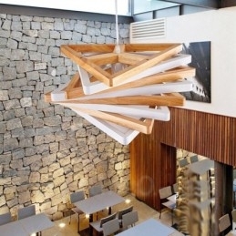 Designer Touch Decorative 1 Light Wood Modern Contemporary Pendant Light with Wood Shade