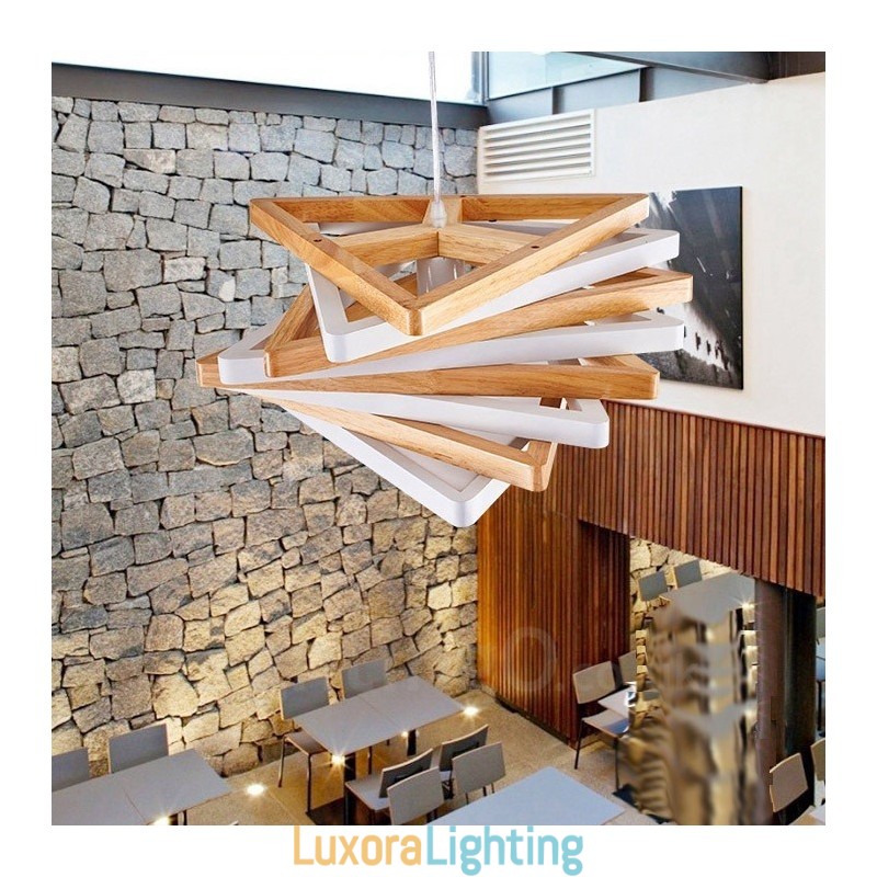 Designer Touch Decorative 1 Light Wood Modern Contemporary Pendant Light with Wood Shade