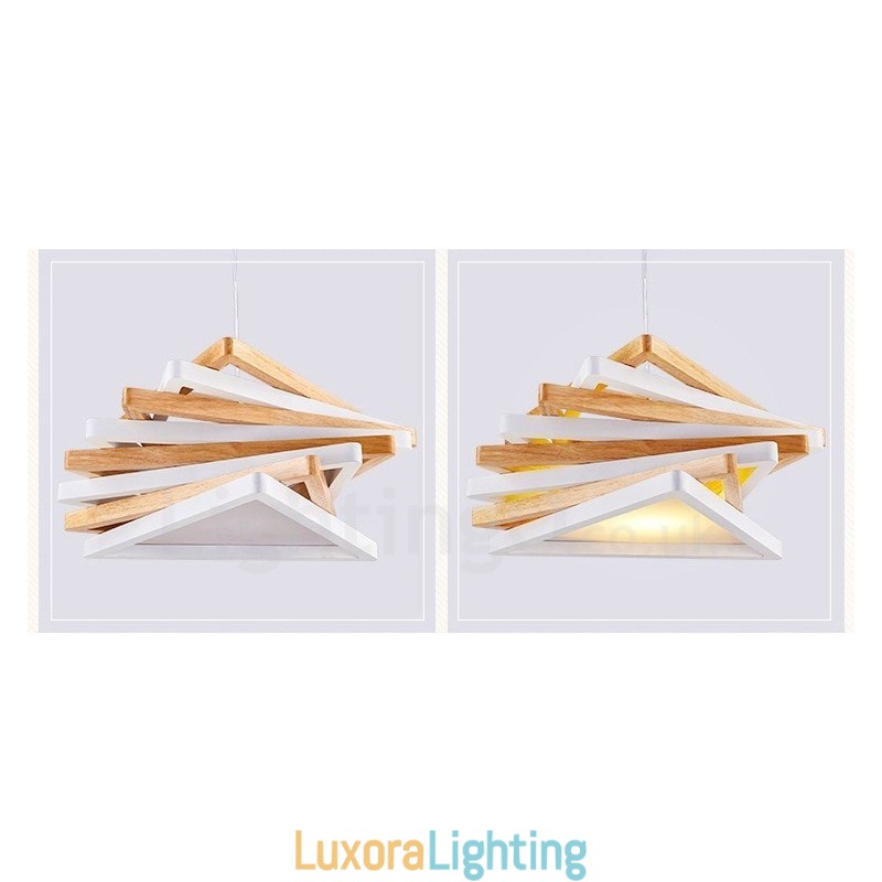 Designer Touch Decorative 1 Light Wood Modern Contemporary Pendant Light with Wood Shade