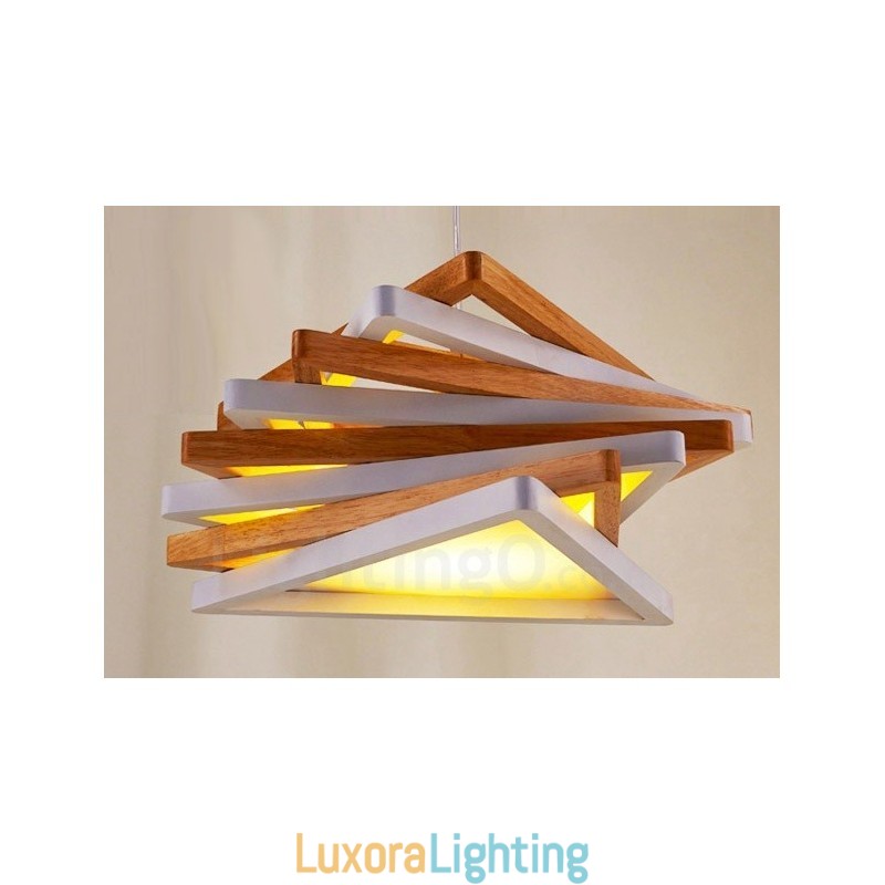 Designer Touch Decorative 1 Light Wood Modern Contemporary Pendant Light with Wood Shade