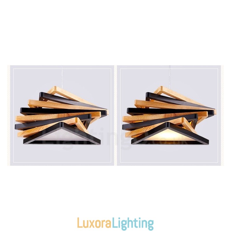 Designer Touch Decorative 1 Light Wood Modern Contemporary Pendant Light with Wood Shade