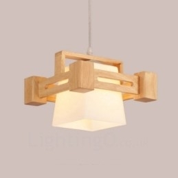 Designer Touch Decorative 1 Light Wood Modern Contemporary Nordic style Pendant Light with Fabric Shade