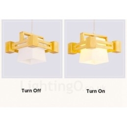 Designer Touch Decorative 1 Light Wood Modern Contemporary Nordic style Pendant Light with Fabric Shade