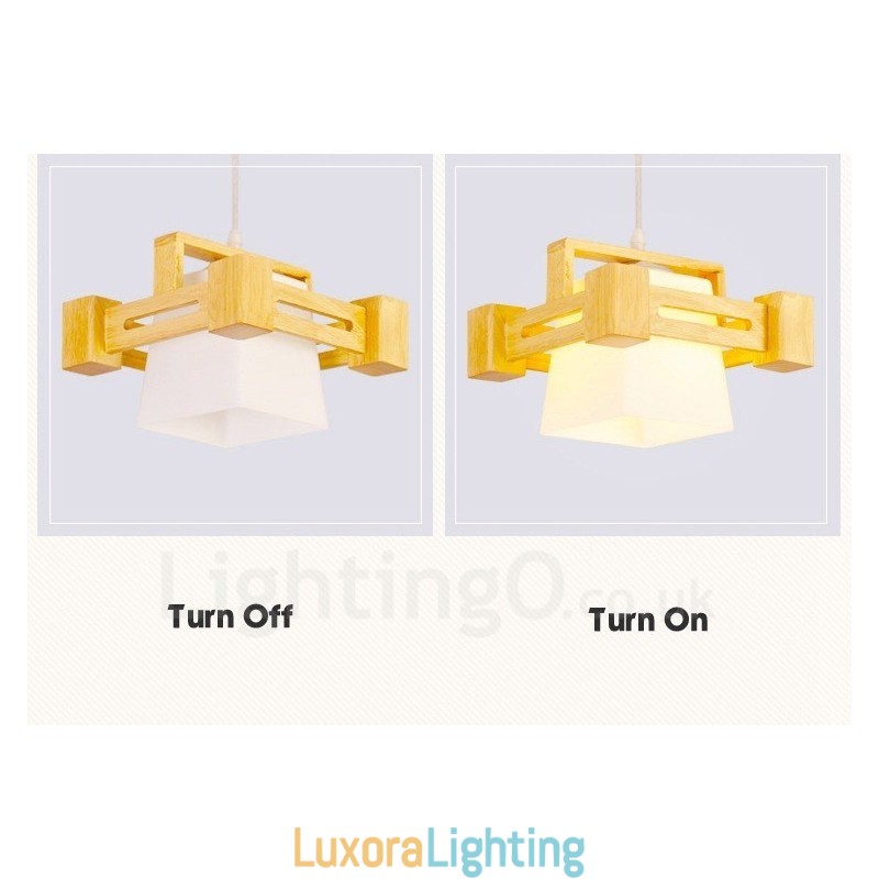 Designer Touch Decorative 1 Light Wood Modern Contemporary Nordic style Pendant Light with Fabric Shade