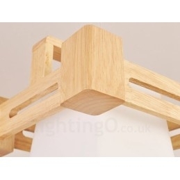 Designer Touch Decorative 1 Light Wood Modern Contemporary Nordic style Pendant Light with Fabric Shade