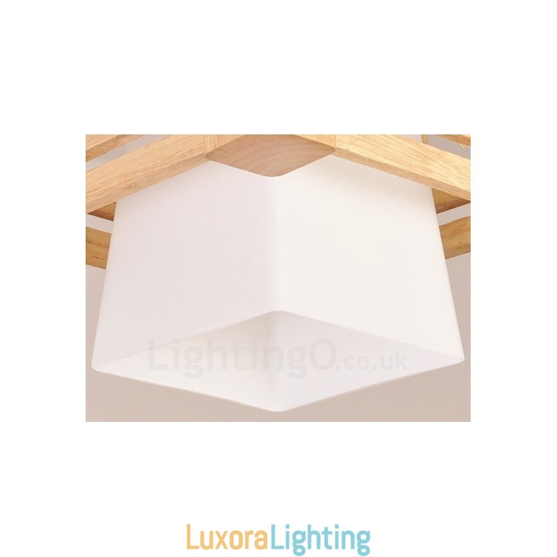 Designer Touch Decorative 1 Light Wood Modern Contemporary Nordic style Pendant Light with Fabric Shade