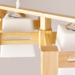 Designer Touch Decorative 3 Light Wood Modern Contemporary Nordic style Pendant Light with Fabric Shade