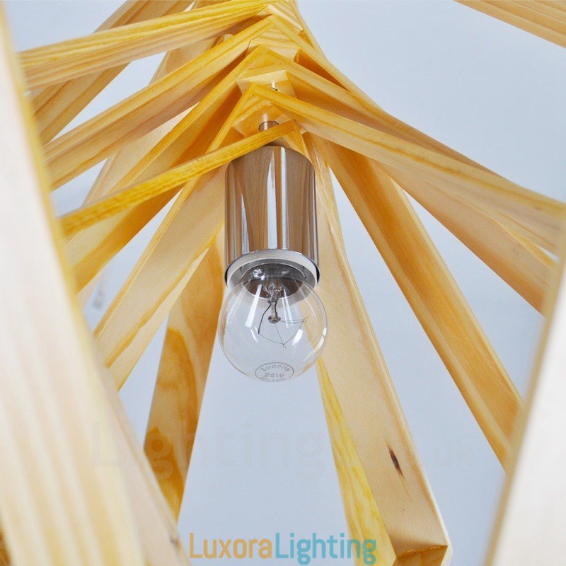 Designer Touch Decorative 1 Light Wood Modern Contemporary Nordic style Pendant Light with Wood Shade