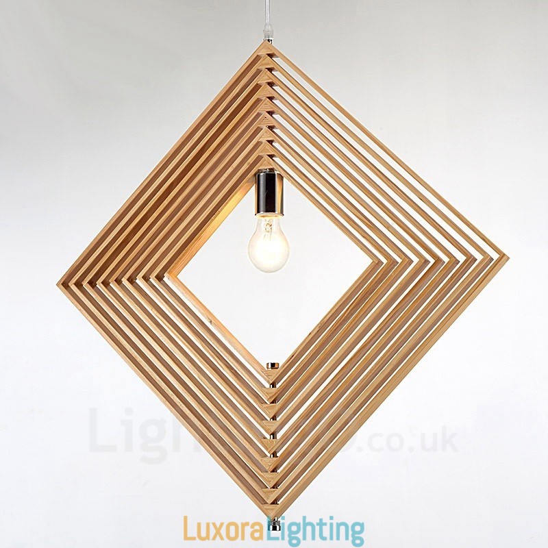 Designer Touch Decorative 1 Light Wood Modern Contemporary Nordic style Pendant Light with Wood Shade