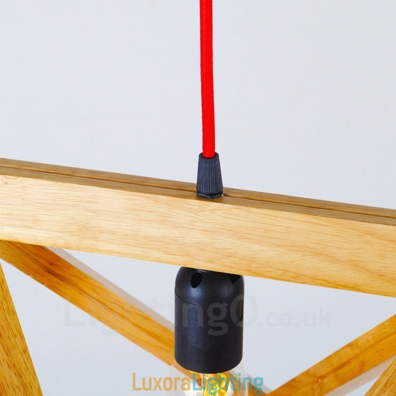 Designer Touch Decorative 1 Light Wood Modern Contemporary Pendant Light with Wood Shade