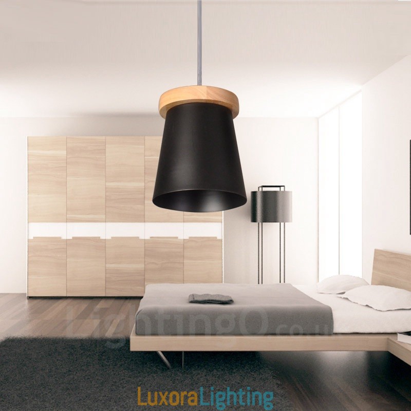 Designer Touch Decorative 1 Light Wood Modern Contemporary Nordic style Pendant Light with Iron Shade