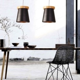 Designer Touch Decorative 1 Light Wood Modern Contemporary Nordic style Pendant Light with Iron Shade