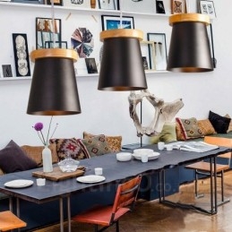 Designer Touch Decorative 3 Light Wood Modern Contemporary Nordic style Pendant Light with Iron Shade