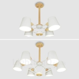 Designer Touch Decorative 4 Light Wood Modern Contemporary Nordic style Pendant Light with Iron Shade