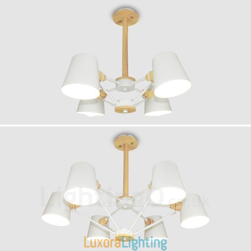 Designer Touch Decorative 4 Light Wood Modern Contemporary Nordic style Pendant Light with Iron Shade