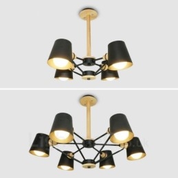 Designer Touch Decorative 4 Light Wood Modern Contemporary Nordic style Pendant Light with Iron Shade
