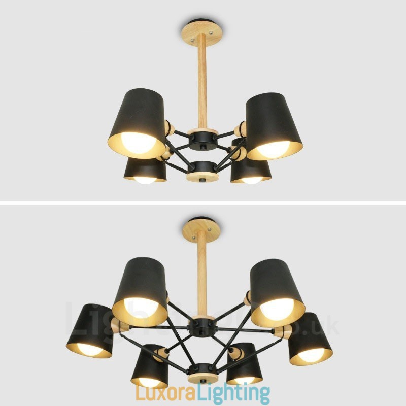 Designer Touch Decorative 4 Light Wood Modern Contemporary Nordic style Pendant Light with Iron Shade