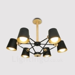 Designer Touch Decorative 6 Light Wood Modern Contemporary Nordic style Pendant Light with Iron Shade