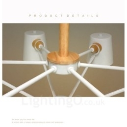 Designer Touch Decorative 6 Light Wood Modern Contemporary Nordic style Pendant Light with Iron Shade