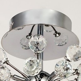 Designer Touch Decorative Modern Contemporary Crystal Mini Style Chrome Metal Chandelier Flush Mount