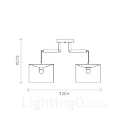 Designer Touch Decorative 2 Light Wood Modern Contemporary Pendant Light with Fabric Shade