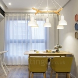 Designer Touch Decorative 5 Light Wood Modern Contemporary Pendant Light with Iron Shade