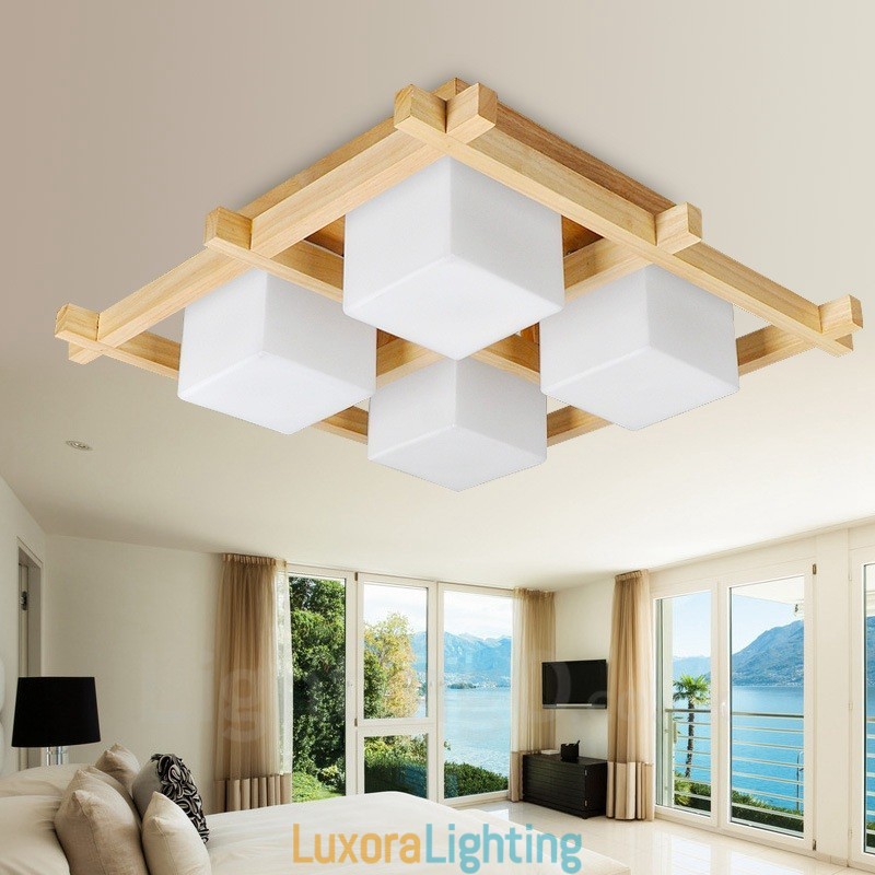 Designer Touch Decorative 4 Light Modern Contemporary Nordic style Flush Mount Ceiling Lights with Glass Shade