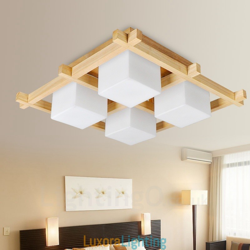 Designer Touch Decorative 4 Light Modern Contemporary Nordic style Flush Mount Ceiling Lights with Glass Shade