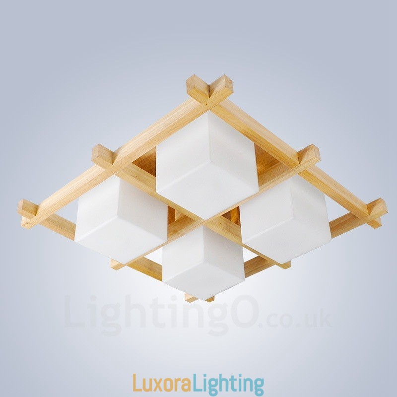 Designer Touch Decorative 4 Light Modern Contemporary Nordic style Flush Mount Ceiling Lights with Glass Shade