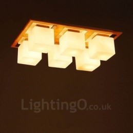 Designer Touch Decorative 6 Light Modern Contemporary Flush Mount Ceiling Lights with Glass Shade